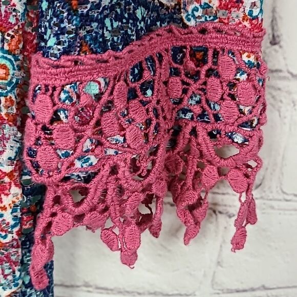 Rare Editions Girls Navy Lace Overlay Medallion Print Colorful Shift Dress Sz 6 - Picture 4 of 11